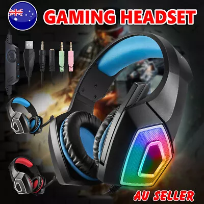 Gaming Headset LED Headphones Earphone Microphone For PS4 Xbox One PC Mac Stereo • $29.95