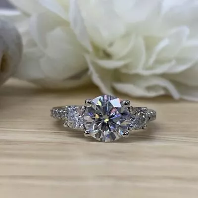 2.00 Ct White Round Moissanite Engagement & Wedding Ring Set 925 Sterling Silver • $153.45