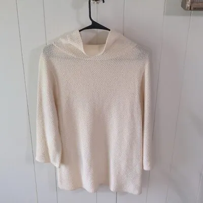 £34.43 • Buy Boden Audrey Sweater Wool Blend Cream Tight Knit Mock Neck 3/4 Sleeve
