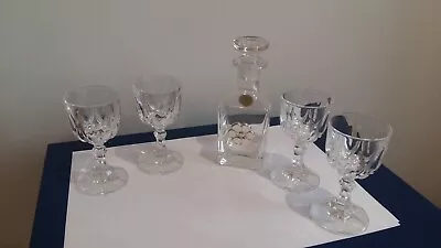 New ‘rcr' Royal Crystal Rock (24 % Lead Crystal) : Decanter & 4 Stemmed Glasses • £7.99