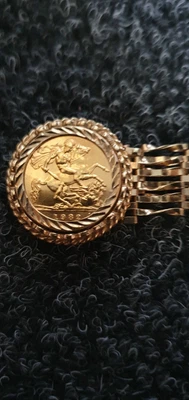 £400 • Buy 22ct GOLD  Half  SOVEREIGN  9CT  5bar Gate Bracelet