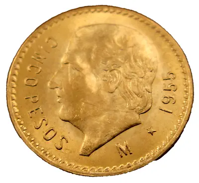 Mexico 1955 Gold 5 Pesos Unc • $300