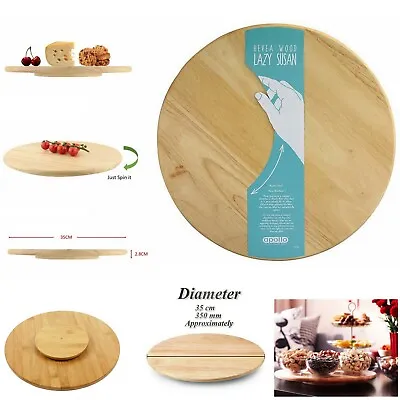 Rubberwood Rotating Lazy Susan Turntable Food Serving Dish Cheese Pizza Board • £12.90