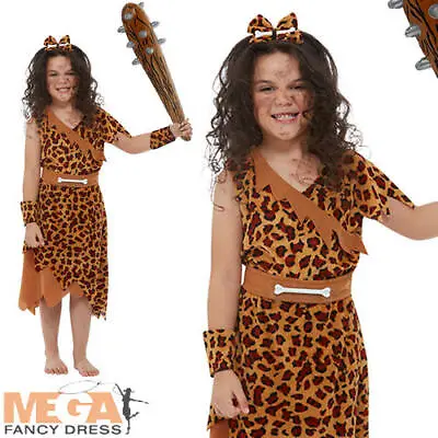 £11.99 • Buy Cave Girl Kids Fancy Dress Stone Age Cavegirl Book Day Costume + Inflatable Club