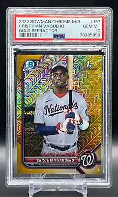 2022 Bowman Chrome Cristhian Vaquero Gold Mega Box Mojo Nationals PSA 10 #'ed/50 • $375.99