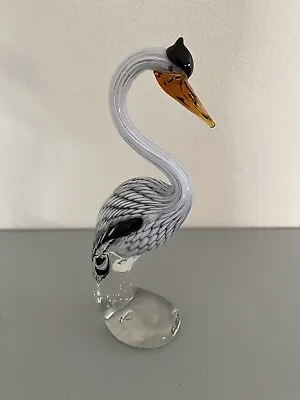 Art Glass Crane Bird Unmarked Murano Style 12” Tall • $65.99