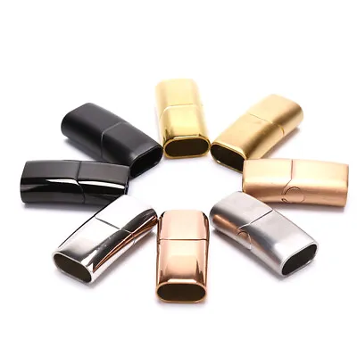 Stainless Steel Magnetic Clasp Hole For Leather Cord Buckle Bracelet Jewelry  FN • £5.45