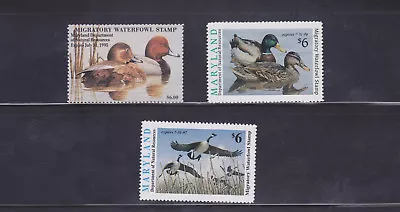 State Hunting/Fishing Revenues - MD - 1994-96 Duck Stamps - 3 Different - MNH • $68.99
