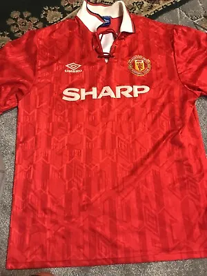 Manchester United Home Shirt 1992/1994 Cantona 7 Sz XL But Like A Big Medium • £95