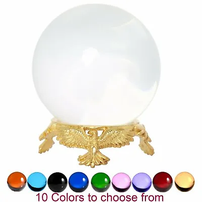Crystal Ball 50mm Sphere For Feng Shui Meditation Decor With Gold Eagle Stand • $16.95