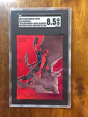 2015 Fleer Retro Marvel PMG Red Precious Metal Gems Deadpool /100 SGC 8.5 • $550