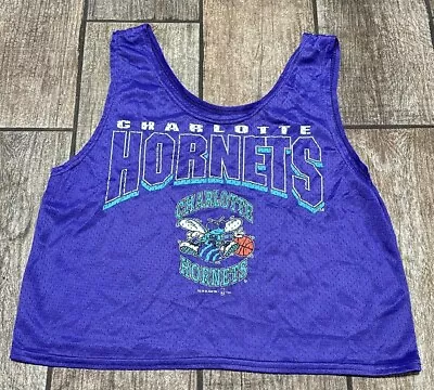 Vintage 1994 Charlotte Hornets Purple Mesh Crop Tank Top • $44