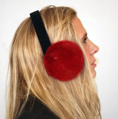 New Red Mink Fur Ear Muffs Efurs4less • $29.99