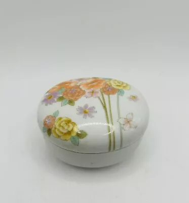 VINTAGE TAKAHASHI San Francisco Floral FINE PORCELAIN Jewelry Trinket Box • $12