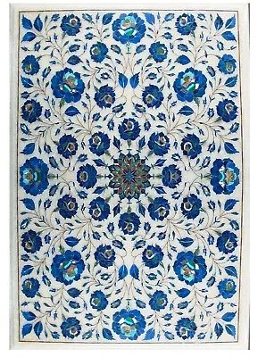 18''x24'' White Marble Table Top Center Inlay Lapis Mosaic Home Decor K4 X-mas • $772