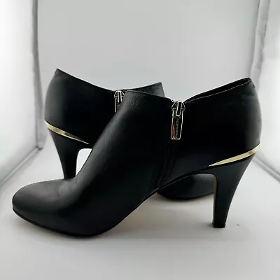 Vince Camuto Womens Vemmey Ankle Booties Sz 7.5 Black Leather Side Button Heeled • $26.25