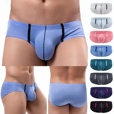 Mens Ice Silk Underpants Panties Seamless Boxer Briefs Underwear Pouch Thong  ~ • £3.08