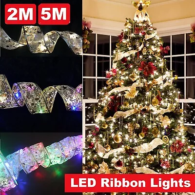 LED Fairy String Lights Ribbon Bow Lights Christmas Tree Ornaments Decor Lights • $12.99