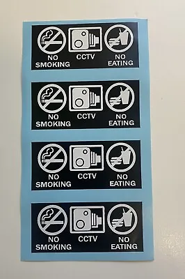 £3.40 • Buy No Smoking Eating Drinking  CCTV  X 4 Car Taxi Van Black On White Peel-stick