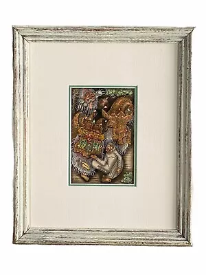 Vintage Original BALINESE Ubud Batuan PAINTING Dance Festival Folklore Framed • $175