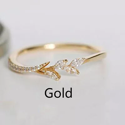 Womens Leaf Ring Creative Wedding Ring Anniversary Girls Gifts Jewelry Fashion • $1.96