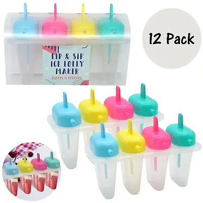 12Pk Frozen Dessert Mold Ice Lolly Cream Maker Popsicle Moulds Tray 16cm Icebox • £8.99