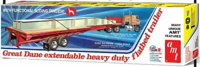 AMT Heavy Duty Flatbed Trailer 1/25 1111 Plastic Model Kit Truck Big Rig • $42.99