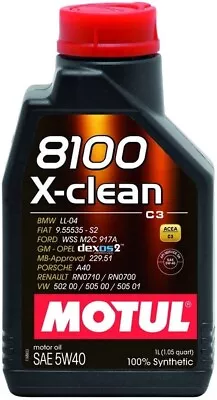 Motul 8100 X-Clean Full Synthetic Engine Oil (5W40 1 Liter)  102786 • $19.99