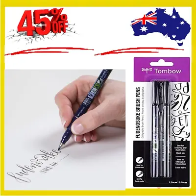 $13.73 • Buy Tombow Fudenosuke Brush Calligraphy Brush Pen 2 Pens Set AU