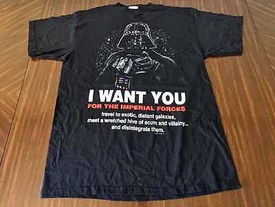 Rare 1996 Star Wars Death Vader I Want You Single Stitch T-shirt  Vintage Large • $59.80