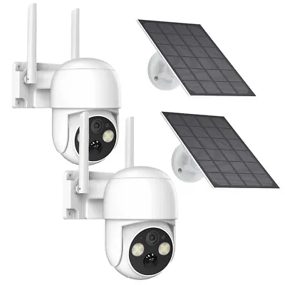 2PCS 4MP Wireless Solar Camera Pan/Tilt WiFi Outdoor Security Camera System • $89.99