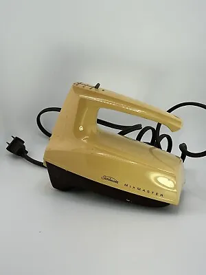 Vintage Sunbeam Hand Mixer Working 3 Speed Yellow Tan 1970s Mixmaster • $9.99