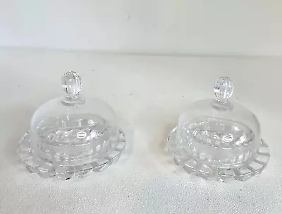 Vint MIKASA Individual BUTTER JAM Dish Crystal Clear Glass & LID Salina Japan • $19.99