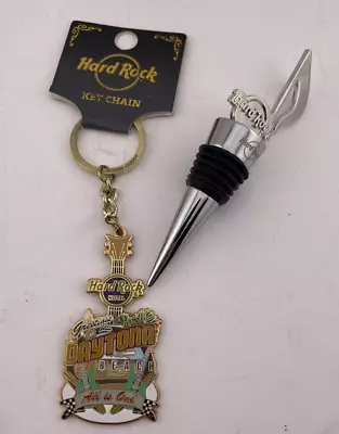NWT Hard Rock Cafe Hotel Keychain Daytona Beach Guitar & Wine Stopper Music Note • $14