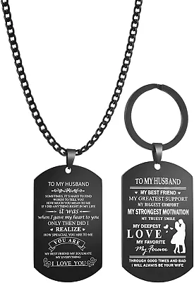 I Love You Necklace Gifts For Him Husband Keychain Dog Tag Pendant Necklace Keyr • $21.24