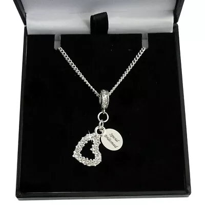£16.99 • Buy Engraved Heart Necklace For Woman, Girl With Personalised Silver Tag & Gift Box