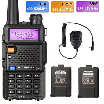 $56.99 • Buy  Dual Battery + Shoulder Mic For Baofeng UV-5R III UHF VHF 2 Way Radio Walkie 