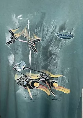 Vintage 1999 Star Wars Pod Race Anakin Men’s T-Shirt Size XL Green CB14 • $70