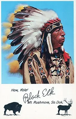  Black Elk  A Sioux Warrior Rapid City South Dakota Vintage Chrome Post Card • $10.35