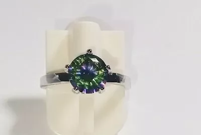 Engangement Style Round Mystic Topaz 925 Silver Ring 1ct & 2ct (Size 5 - 13) • $12.46