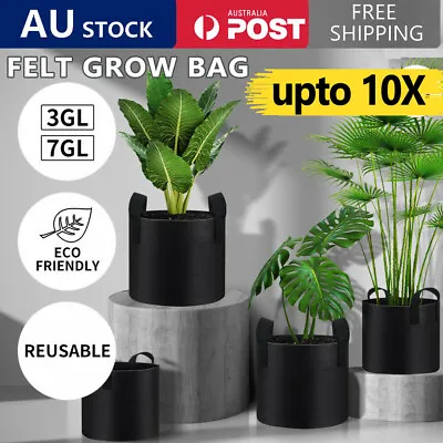 5-10 Fabric Plant Pots Grow Bags With Handles 3 5 7 10 20 Gallon Planter Baskets • $14.90