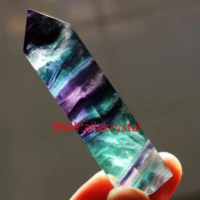 REAL Colorful Natural Fluorite Quartz Crystal Wand Point Healing 1PC • $6.61