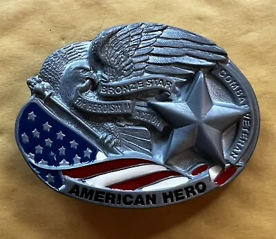 American Hero Bronze Star Belt Buckle New Approximately 2 7/8  X 2 1/4  • $7.50