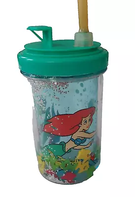 Vintage Disney Little Mermaid Glitter Cup Charm Cup Sip Double Wall Kibouki Can • $17.95