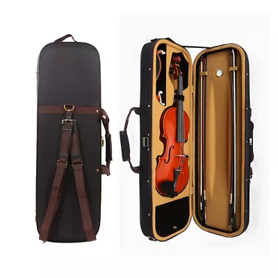 New Violin Case 4/4 Full Size Violin Box Wooden Oblong Cases For Violin Straps • $99