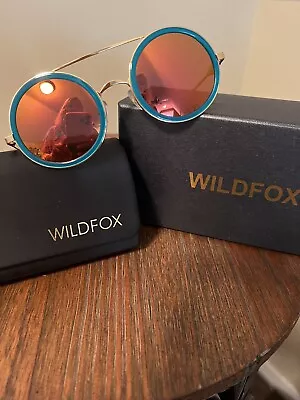Wildfox Revolve Winona Circle Frame Sunglasses In Gold W/turquoise Teal NIB • $65.99