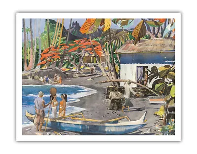 Kona Coast Big Island Hawaii - Vintage United Airlines Travel Poster • $31.98