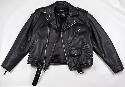 Vintage Wilson's Leather Biker Black Leather Thinsulate Belted Jacket Men's MED • $399.99