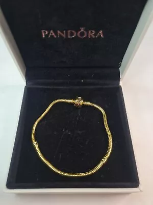 PANDORA Moments Snake Chain Bracelet Sterling Silver Plated Gold Size 19.5 Cm • £45.98