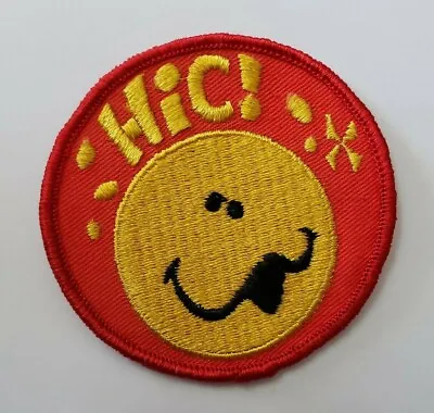 Vintage Hic! Drunk Smiley Face 1960/70's 3  Hat Jacket Patch Biker Rat Rod Humor • $6.38